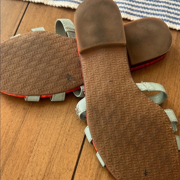 Sam Edelman Bay Slides Orange and Tide Blue Sandals - Picture 2 of 6